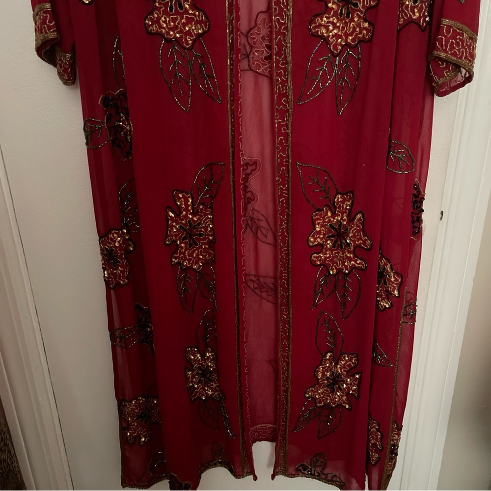 Midnight Velvet Red Embroidered Kimono Women’s 1X new with tags - Picture 5 of 7
